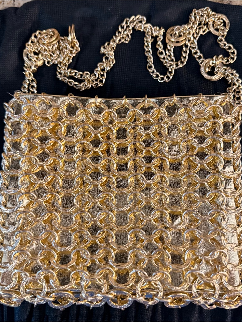 Vintage 1960s Mod Chain Link Gold Evening Bag Authentic VKK Hardware